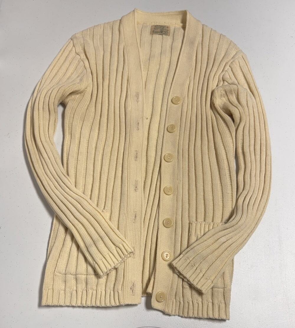 Vintage Sears Jr Bazaar Women's Size S Button-Down Cardigan Cream